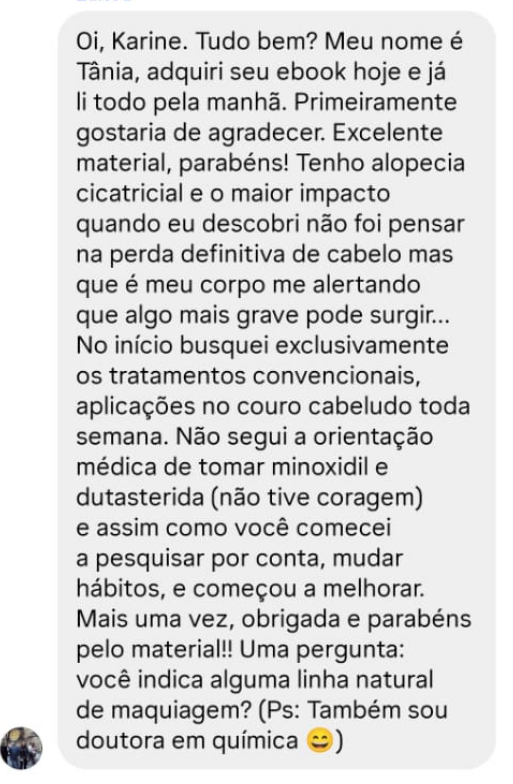 Depoimento real de leitora com alopecia ou eflúvio